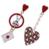 Healifty S925スターリングシルバーニードル非対称ハートラビットトランプイヤリング1ペア バレンタインデーイヤリングジュエリー 記念日や