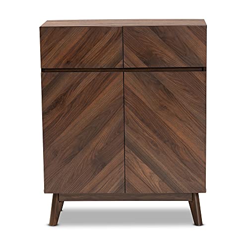 Baxton Studio Hartman Shoe Cabinets, One Size, Walnut Brown #TOP4