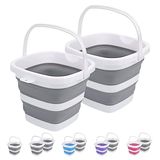 2 Pack Collapsible Buckets 5L 1.3Gallon Small Cleaning Bucket for Household Portable Plastic Bucket Outdoor Car Washing Tub Foldable Camping Beach Sand Water Pot Pail Space Saving Square Grey