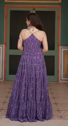 Image of Fashion Basket Women's Prple Color Georgette Anarkali kurta set with Duptta For Women