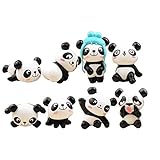 8 Pcs Kawaii Panda Toys Figurines Playset, Cake Toppers, Cake Decoration