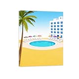 MUHJDYC Cuadro de Paisaje - Piscina Playa - Impresión en Lienzo -...