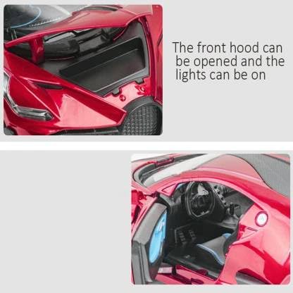 VARIYA ENTERPRISE Metal Pull Back Diecast Car 1:24 Big Bugatti Divo Pull Back Car Model With Sound Light Boys Gifts Toys For Kids?Pack Of 1?, Multicolor