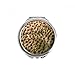Leopard Feather Design Hand Compact Mirror Round Portable Pocket Glass