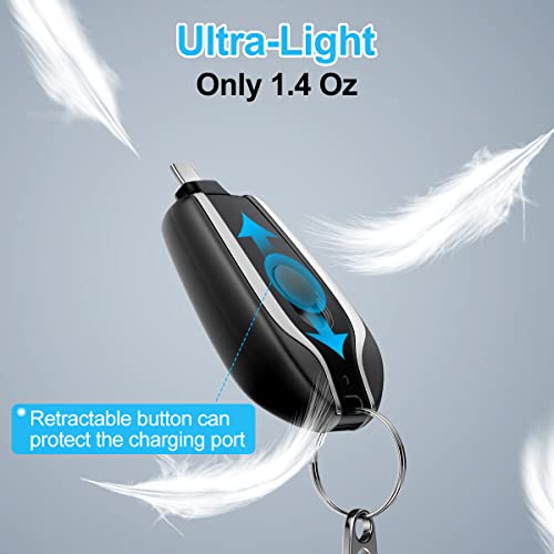 EMNT Keychain Portable Charger for USB C, 2000mAh Mini Power Emergency Pod,Small Andriod Cell Phone Charger,Type C Power Bank Battery Pack for iPhone15,15 Plus,15 pro max,Charger for Samsung More