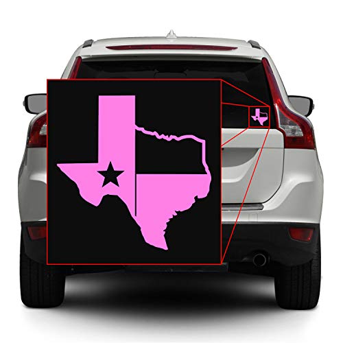 Image of TX Flag Shaped Like Texas [Pick Color] Vinyl Transfer Sticker for Laptop /Car /Truck /Window /Bumper (5 inch x 5 inch, Pink)