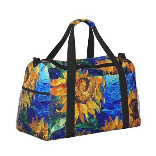 Sky Sunflower Duffle Bag for Travel Starry Night Sports Gym Tote Carry On Bag Large Shoulder Weekend Overnight for Workout3