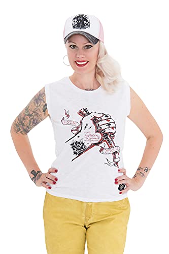 T-shirt femme Queen Kerosin avec motif original noir en coton