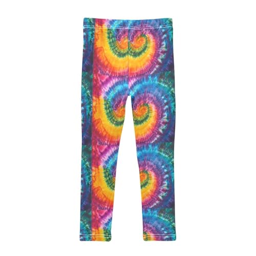 Swirl Rainbow Tie Dye Girls Leggings Kids Yoga Pants Dance Active Tights 4T2
