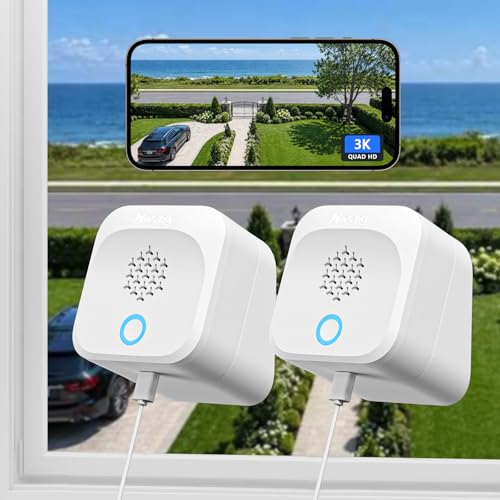 Image of Hieasy 5MP 3K Window Security Cameras, 2Packs No Drill Magnetic Window Cameras for Home Security, 5GHz&2.4GHz WiFi6 Indoor Adjustable Angled Cam Stick on Glass, AI Color Night Vision, 24 /7 Recording