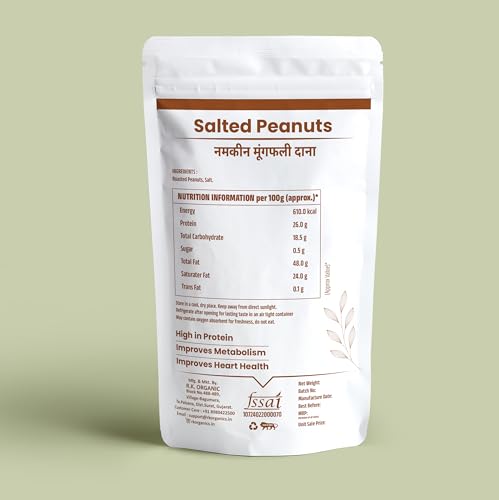 Image of R K Organic Jumbo Roasted salted Peanut, Desi Singdana, 1kg | Salted & Roasted | 100% Natural Snack | Rich in Protein & Fiber (Pack Of 1)