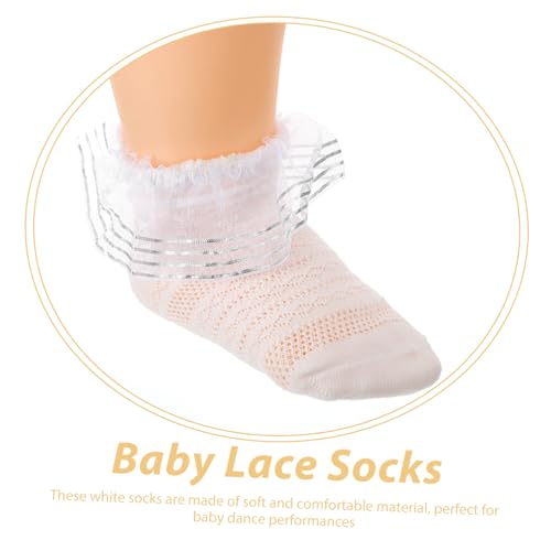 1pair Soft Cotton Socks Tulle Design over The Knee Knee-high Socks for Boy Girl and Toddlers Breathable White Lace for Special Occasions and Dance2