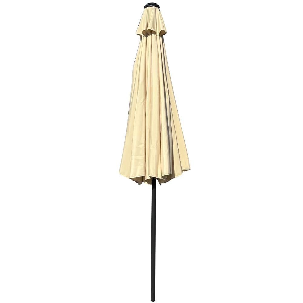 BAKAJI Parasol de jardin pare-soleil 2,7 m pour balcon, système d'air vent, inclinaison réglable et ouverture de la manivelle, revêtement anti-UV imperméable pour mer, terrasse, plage