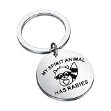 TIIMG Funny Raccoon Gifts Raccoon Jewelry for Women Spirit Animal Gift Trash Panda Keychain (spirit animal has RABIES)