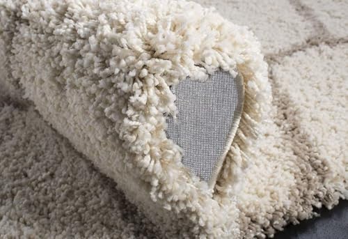 Image of Modern Shaggy Carpet & Fluffy Soft Rug (2 Inches Thickness) for Living Room Bedroom Kids Room - Plush Thick Area Rug | Cozy Carpet - Modern Decorative Floor Mat(1.5x4 Feet Ivory Mandir