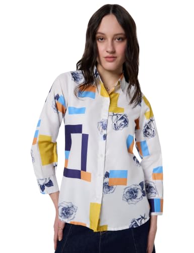 Image of Trendy Queen Women's Printed Straight Mandarin Neck Shirt for Women's | Tops for Woman Shirts | Shirt for Women Stylish Western (SD778 S)