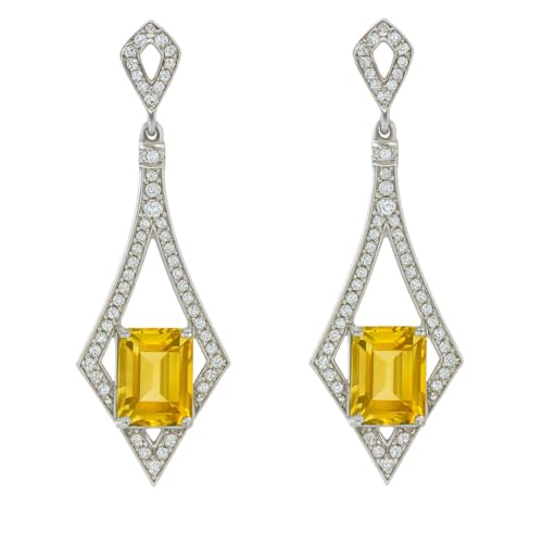 Boucles d'oreilles pendantes argent 925 pierres fines multicolores zirconium losange