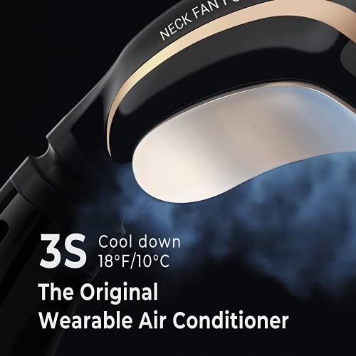 Torras Coolify Portable Air Conditioner Neck Fan, Hands Free Semiconductor Cooling Bladeless Fan, 4000 Mah Rechargeable Leafless Mini Usb Fan For Outdoor/ Home/ Office, 3 Speeds, Brilliant Black #TOP1