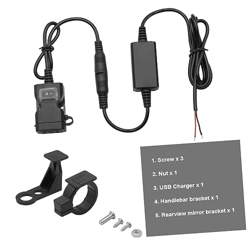 BUGUUYO Dual Port USB Motorcycle Charger Handlebar Mount 3.1a Fast Charge for All Vehicles