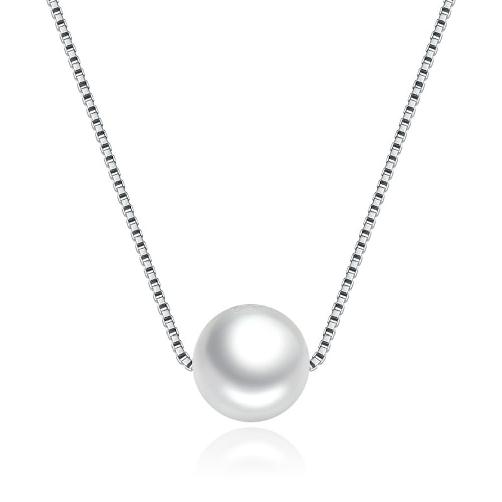 Single Pearl Necklace S925 Silver Chain Pear Pendant Necklace for Women