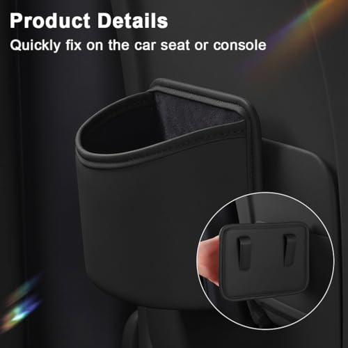 Image of STHIRA Car Organizer Pouch, Sleek PU Leather Trash Bin with Back Clips, Car Seat Side Pocket, Multi-Purpose Clamp On Storage Bin for Trash, Water Bottle, Accessories, and Gadgets, 20.5x16x7cm