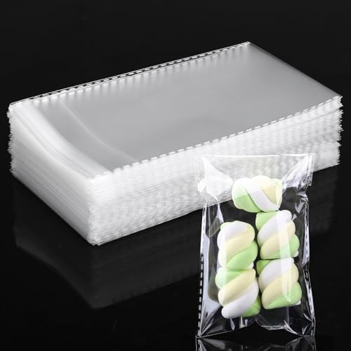 Bäcker & Lecker Cellophantüten transparente 8x12cm selbstklebend 200 Stück OPP Tütchen Selbstklebende Plastiktüten für Geschenk Keks Süßigkeiten Mitgebsel, Schmuck, Dekorationen, Anhänger