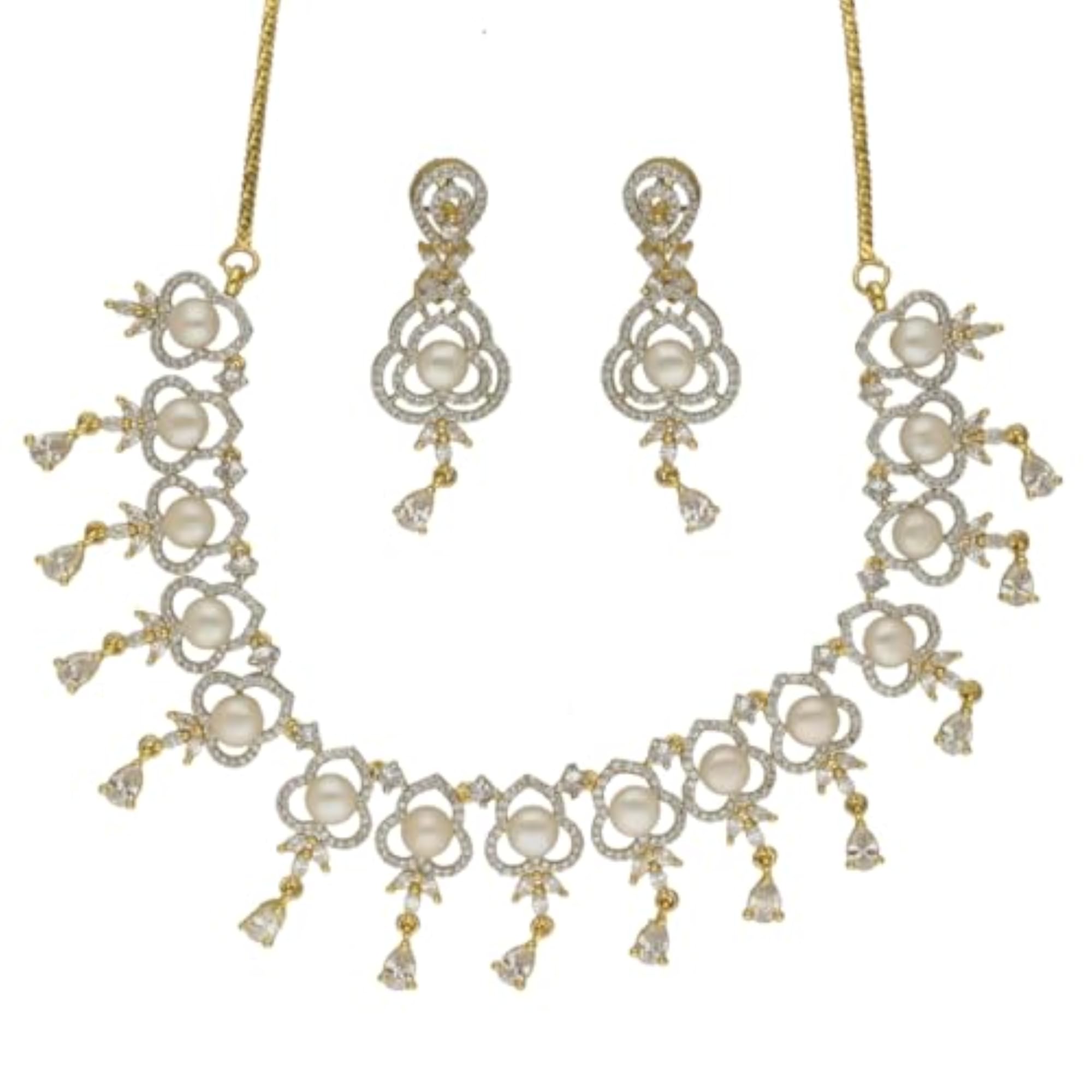 Women's Lustrous White Pearl Necklace Set, Elegant Gift