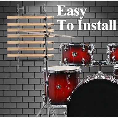 Wall Mount Acrylic Drum Stick Holder - Display Stand for Drumsticks & Percussion Mallets, Perfect Drum Set Collection Accessory (Black)