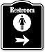 Restroom Women Right Arrow BLACK Aluminum Composite Sign, 8.5