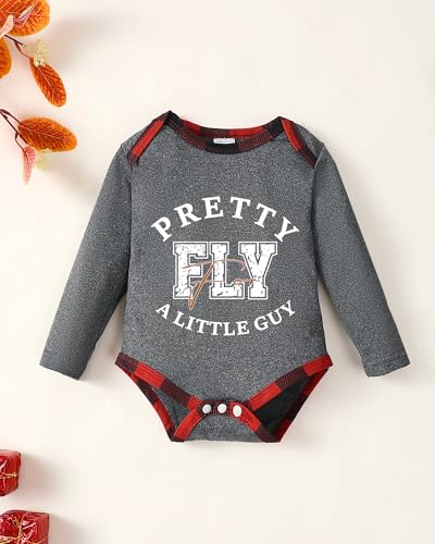 NZRVAWS Newborn Baby Boy Clothes Infant Boys Clothes Long Sleeve Grey Jumpsuit Red Plaid Pants Hat 3PC Outfits Set Fall Winter