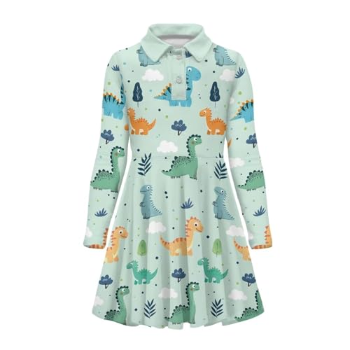 Dress for Girls 3-16Y Long Sleeve Dresses Uniform Dress Midi Dresses