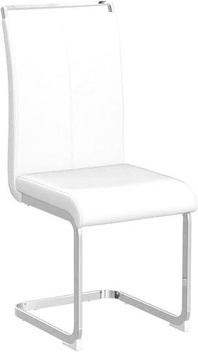 Miniatura 170 de AZmac Juego de 4 sillas de comedor modernas de cuero, sillas de cocina sin brazos, sillas de comedor con asiento acolchado tapizado y patas cromadas