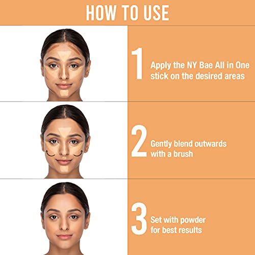 Image of NY Bae All In One Stick - Foundation Concealer Contour Color Corrector Stick | Flawless Texture, Natural Finish | For Fair Skin Golden - Grander than Central 3