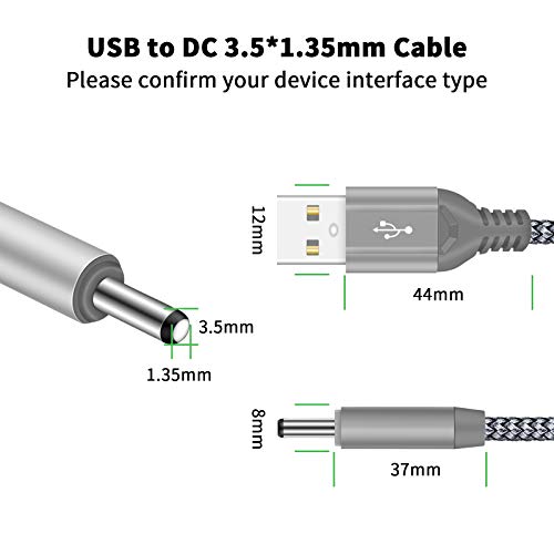 USB auf DC Stromkabel Netzkabel, 5 Volt DC Verlängerungskabel 3.5mm x 1.35mm DC Anschlusskabel USB A Stecker auf DC Hohlstecker Verbinder für FOREO Luna 4 Mini Luna 4 Plus Luna Mini 2 Luna 3 Plus 4 Go