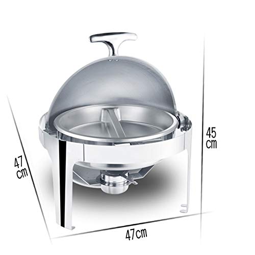 Aprilhp Runde Chafing Dish Edelstahl, Kommerziell Buffetwärmer Warmhaltebehälter Essen Speisewärmer Wärmebehälter für… – Bild 3