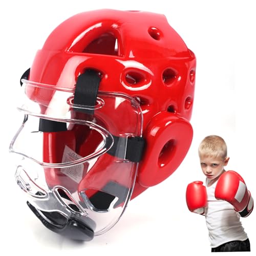 NASSMOSSE Casco de Taekwondo, Equipo de Combate de Taekwondo Ajustable, Casco Suave con Protector Facial para Kickboxing, Muay Thai, Entrenamiento de Combate