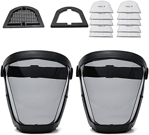 BFhongly 2 Pack Anti Fog Protective Full Face Shield, Plastic Safety Face Shield Equipment for Unisex and Adult, Reusable High-Definition Face Protection for Eye, Nose, Mouth Protection