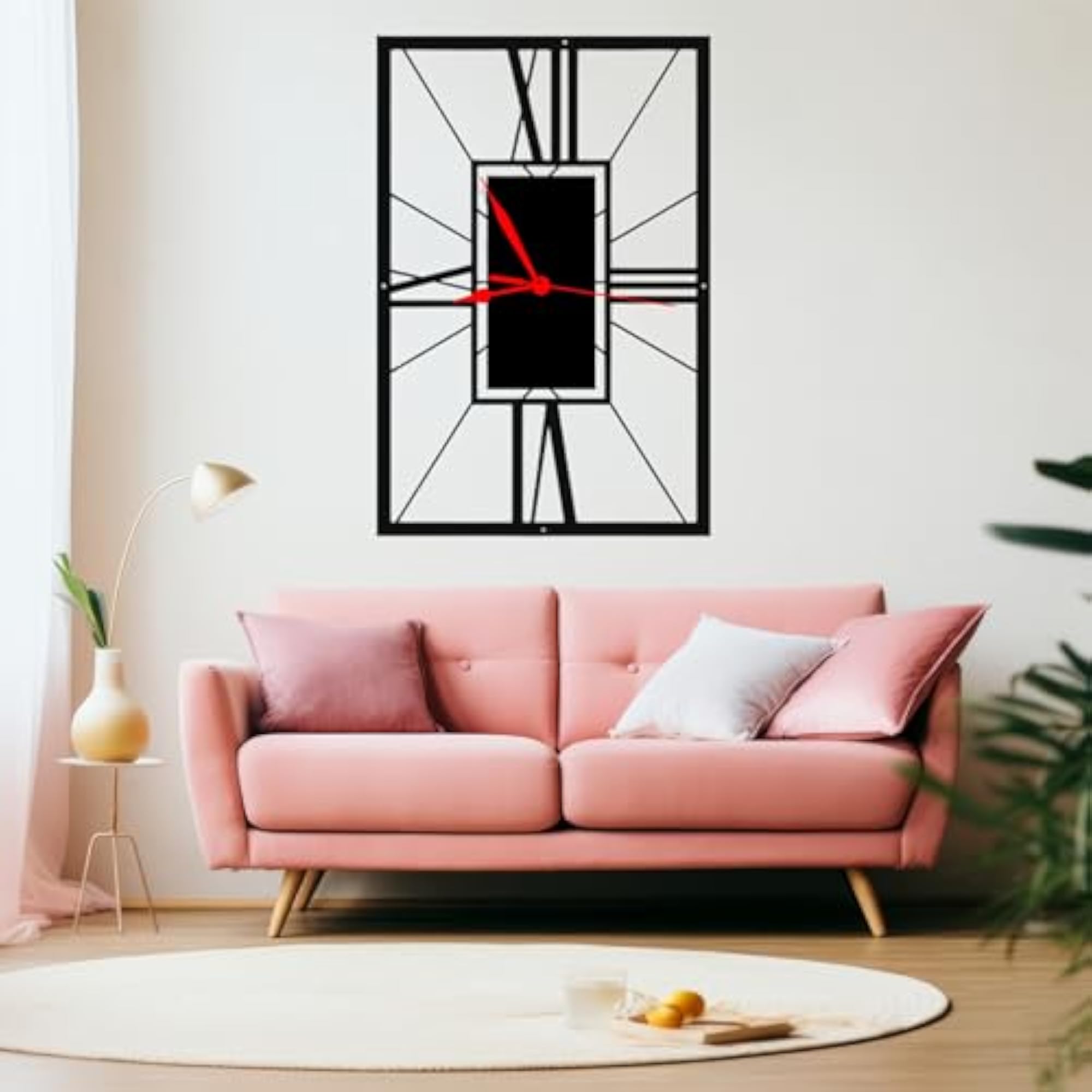 K Group Large Rectangular Roman Numeral Metal Wall Clock