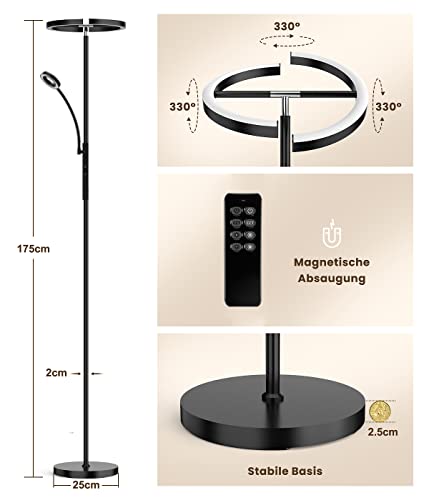 Lámpara de pie LED regulable ANTENLICHT con mando para dormitorio 6