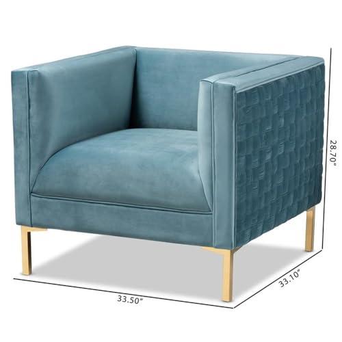 Sillón contemporáneo terciopelo azul miniatura 3