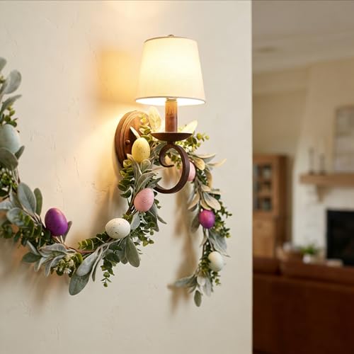 6 FT Easter Egg Garland with 20 Warm Lights, Pastel