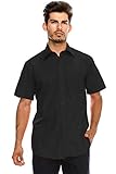 JC DISTRO Men's Regular-Fit Solid Color Short Sleeve Dress Shirt, Black Shirts (4XL)