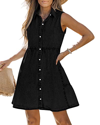 LookbookStore Denim Dress for Women Summer White Cute Outfits Trendy