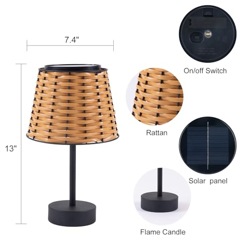 Livinlarge Solar Table Lamps For Outside,Handmade Rattan Woven Led Desk Outdoor Lamp Waterproof Boho Decoration For Garden,Yard,Patio,Porch,Trees,Lawn,Pathway thumb #4