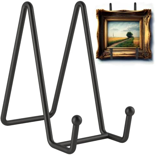 Petiy Beauty 2 Pack 6 Inch Plate Stands for Display, Black Iron Plate Holder Display Stand, Metal Frame Holder Stand for Picture, Decorative Plate Dish, Book, Photo Easel and Tabletop Artistic Work