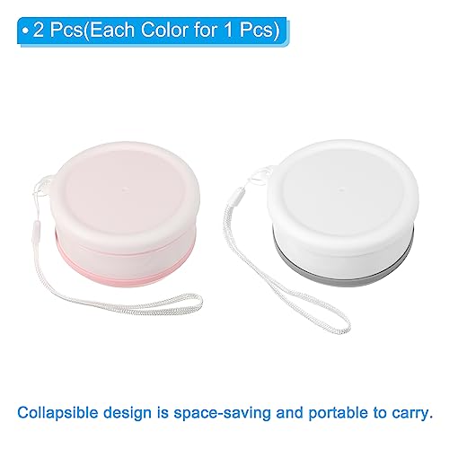 PATIKIL Collapsible Cup, 2 Pack 350mL Travel Folding Cup Silicone Portable Drinking Cup for Camping Hiking Outdoors, Pink Gray - Image 3