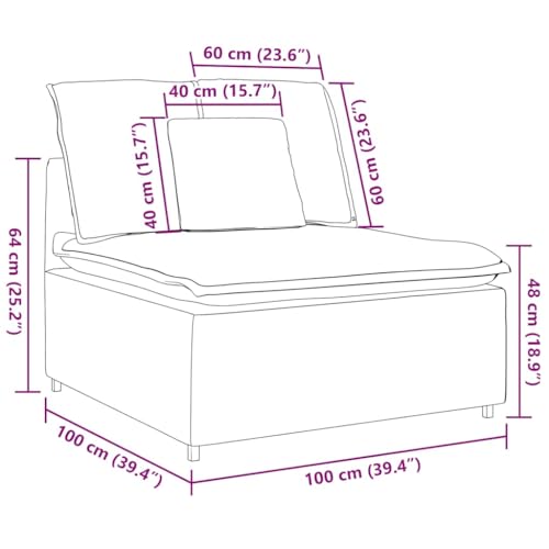 Sofá modular amarillo claro de 100 cm con módulo central cómodo para salón flexible 3