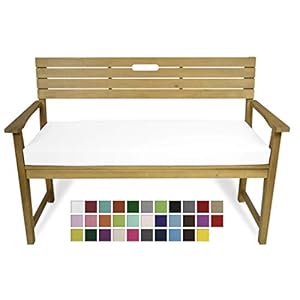 Rollmayer Bankkissen Bankauflage Sitzkissen Bankpolster Auflage für Bänke in Haus und Garten Kollektion Vivid, 1 Stück (Weiß 1, 120x40x8cm)