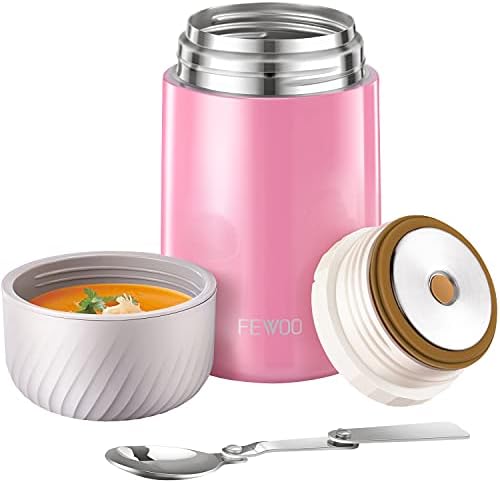 FEWOO Soup Flask, 600ml Vacuum Insulated Food Jar for Hot Cold Food, Leak Proof Soup Containers for Kids and Adults (Midnight Blue 600ml)