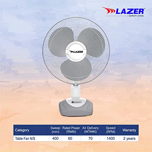 Image of Lazer X-Cel Air 400mm Table Fan (White Grey)